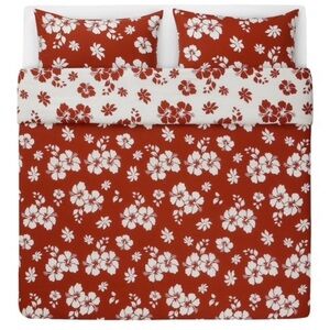 NWT IKEA Salepsrot - Queen Reversible
Duvet Set Rust & White Floral